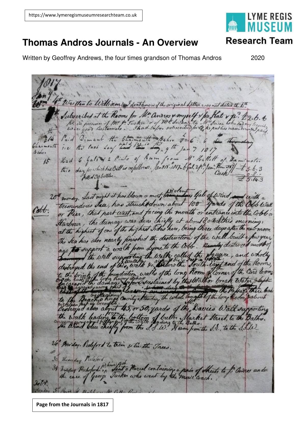 Thomas Andros journals: the Lyme Regis years